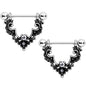 14G 9/16 Clear Gem Baroque Bat Nipple Shield Set