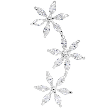 16G 1/4 Clear CZ Gem Tri Flower Cartilage