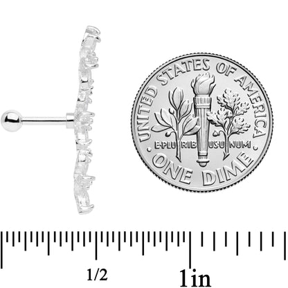 16G 1/4 Clear CZ Gem Tri Flower Cartilage