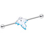 14G White Orb Ghost Halloween Industrial Barbell 38mm