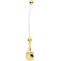 Clear Gem Gold Tone Baby Bottle Dangle Pregnancy Belly Ring