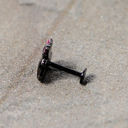 16G 5/16 Black Cat Skull Halloween Labret Monore Tragus