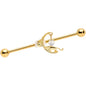 14G Clear Gem Gold Tone Mouse Moon Industrial Barbell 38mm