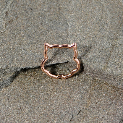 16G 3/8 Rose Gold Tone Barn Owl Halloween Closure Ring