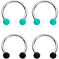 16G 3/8 Black Teal Matte Horseshoe Circular Barbell Set of 4