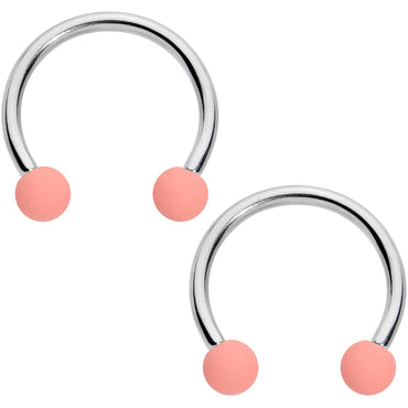 16G 3/8 Peaches Cream Matte Horseshoe Circular Barbell Set of 4
