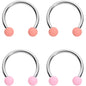 16G 3/8 Pink Peach Matte Horseshoe Circular Barbell Set of 4