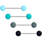 Blue Green Grey Black Matte Ball Barbell Tongue Ring Set of 4