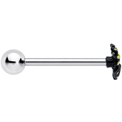 Black Yellow Spooky Spider Halloween Barbell Tongue Ring