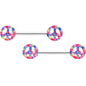 14G 5/8 Hippie Rainbow Peace Sign Barbell Nipple Ring Set