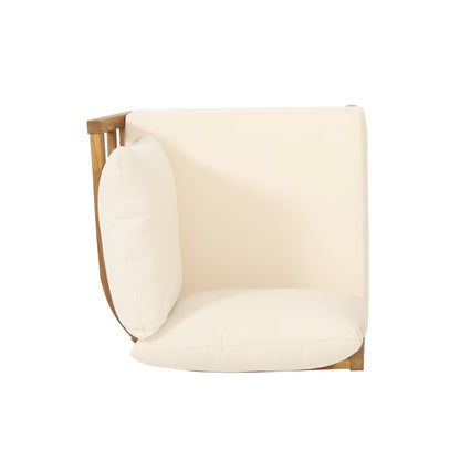 Outdoor Conversation Set Acacia Wood PE Wicker 4 Piece