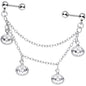 16G 1/4 Clear Gem Pumpkin Halloween Cartilage Chain Earring