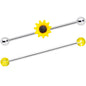 14G Yellow UV Glow Sunflower Industrial Barbell Set of 2 38mm