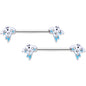 14G 9/16 Clear Gem White Ghost Halloween Barbell Nipple Ring Set