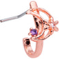 22G 5/16 Blue CZ Rose Gold Tone Moon Faux Hoop L Shaped Nose Ring