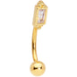 16G 5/16 Clear CZ Gem Gold Tone Rectangle Curved Eyebrow Ring
