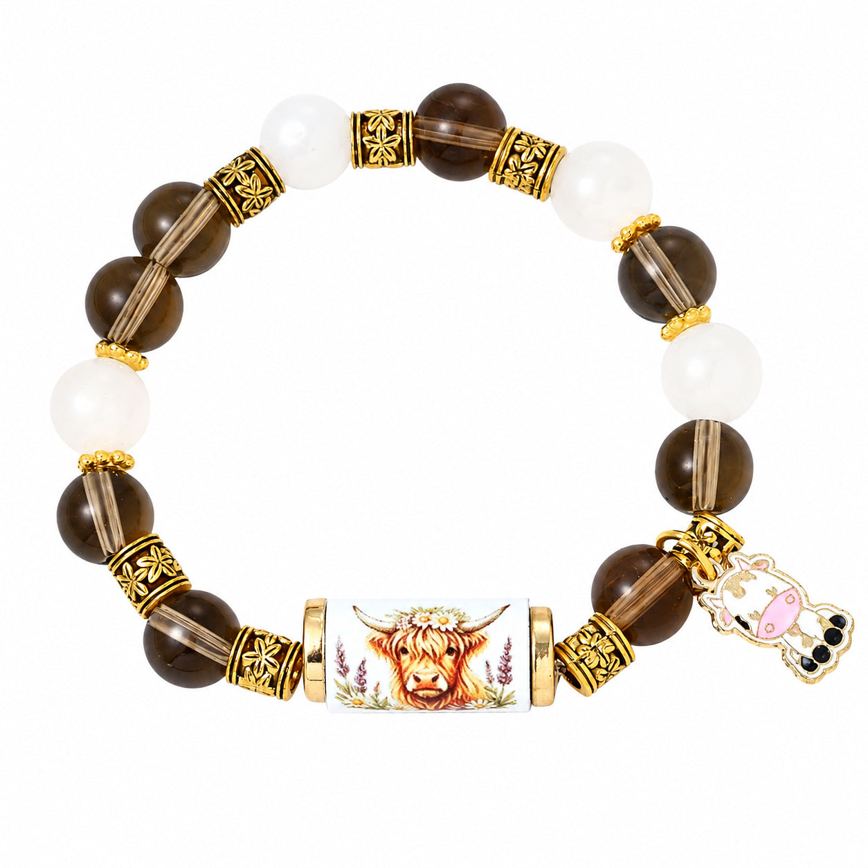 Womens Beaded Bracelet With Metal Tubes