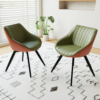 29.53 'MDF modern round coffee table and 2 PU dining chairs set, ring-striped