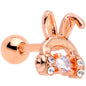 16G 1/4 Clear Gem Rose Gold Tone Bunny Headphone Cartilage Tragus
