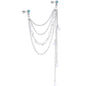 16G 1/4 Aqua Gem Multiple Dangle Cartilage Chain Earring