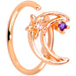 20G 5/16 Clear Blue CZ Gem Rose Gold Tone Moon Nose Hoop