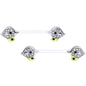 14G 9/16 Clear Gem Clear Bioplast Mom Bird Barbell Nipple Ring Set
