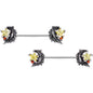 14G 9/16 Red Yellow Gem Shooting Star Barbell Nipple Ring Set