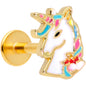 16G 5/16 Gold Tone Rainbow Unicorn Labret Monroe Tragus