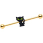 14G Gold Tone Black Cat Halloween Industrial Barbell 38mm
