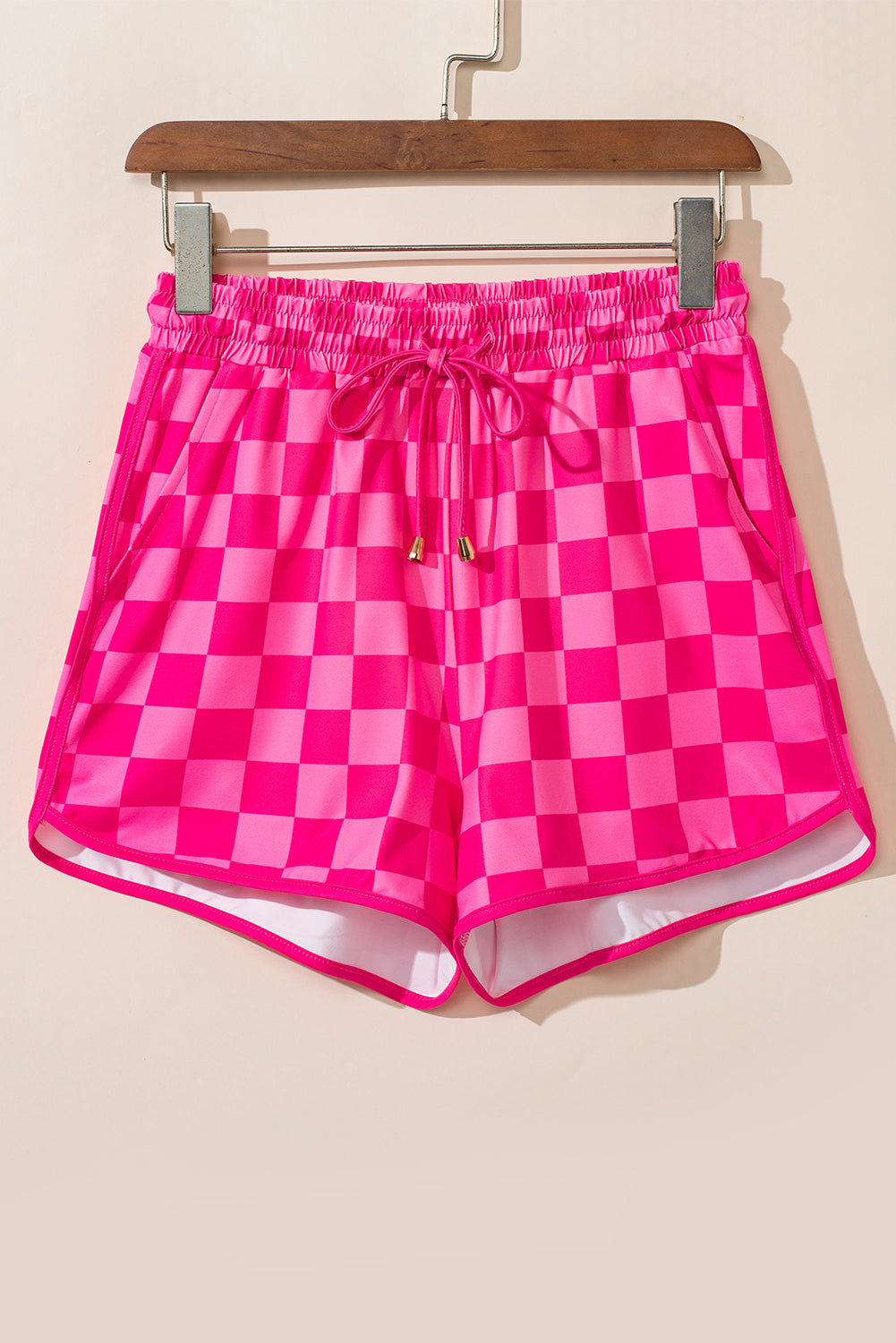 Black and White Checkered Shorts Womens - Drawstring Checkered Shorts with Pockets