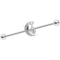 14G Clear CZ Gem Heart Padlock Moon Dangle Industrial Barbell 38mm
