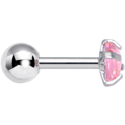 16G 1/4 Pink CZ Gem Smooth Hemisphere Cartilage Tragus Earring