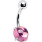 Pink CZ Gem Smooth Hemisphere Belly Ring