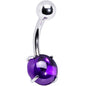 Purple CZ Gem Smooth Hemisphere Belly Ring