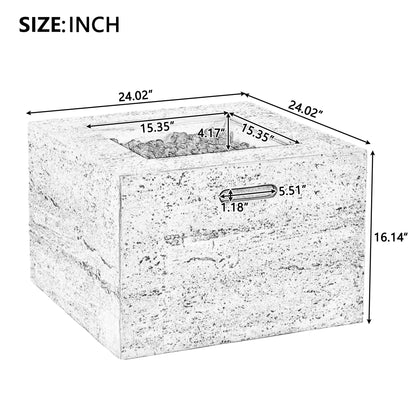 Propane Fire Pit Square MGO 40000 BTU 24" with Side Table Cover