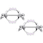 14G 9/16 Pink White Flower Hummingbird Nipple Shield Set