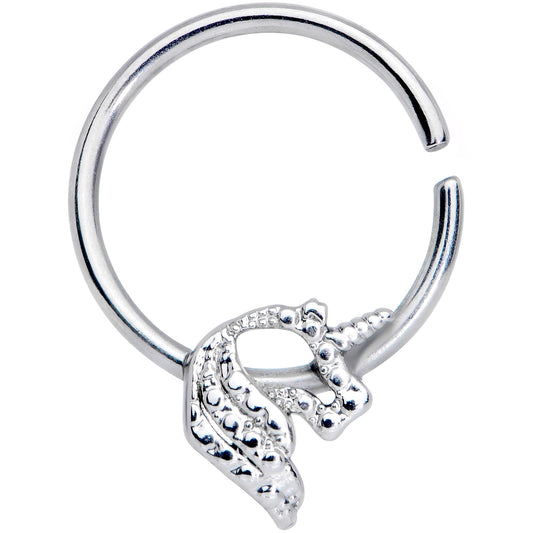 16G 3/8 Clear Gem Silhouette Unicorn Closure Ring