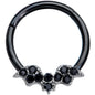 16G 3/8 Black Gem Black Plated Bat Hinged Segment Ring