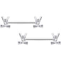 14G 9/16  Clear CZ Gem Crossed Golf Clubs Barbell Nipple Ring Set