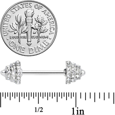 14G 9/16 Clear Gem Weightlifting Barbell Nipple Ring Set