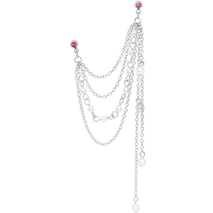 16G 1/4 Pink Gem Multiple Dangle Cartilage Chain Earring
