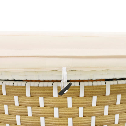 Outdoor Patio Round Rattan Daybed Sectional Beige Retractable Canopy
