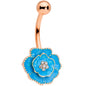 Clear Gem Rose Gold Tone Aqua Rose Reversible Belly Ring