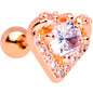 16G 1/4 Clear CZ Gem Rose Gold Tone Valentine Cartilage Tragus