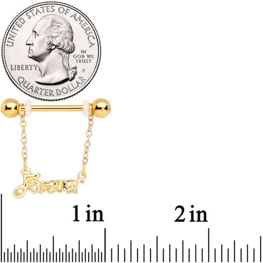 14G 1/2 Gold Tone Love Forever Chain Dangle Nipple Ring Set