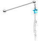 14G Aqua Gem Stars Dangle Industrial Barbell 38mm