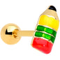 16G 1/4 Gold Tone Get to Work Pencil Cartilage Tragus Earring