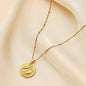 Stainless Steel Round Twelve Constellation Coin Relief Necklace