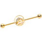 14G Clear Gem Gold Tone Leaping Dolphin Industrial Barbell 38mm