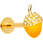 16G 5/16 Gold Tone Orange Acorn Labret Monroe Tragus